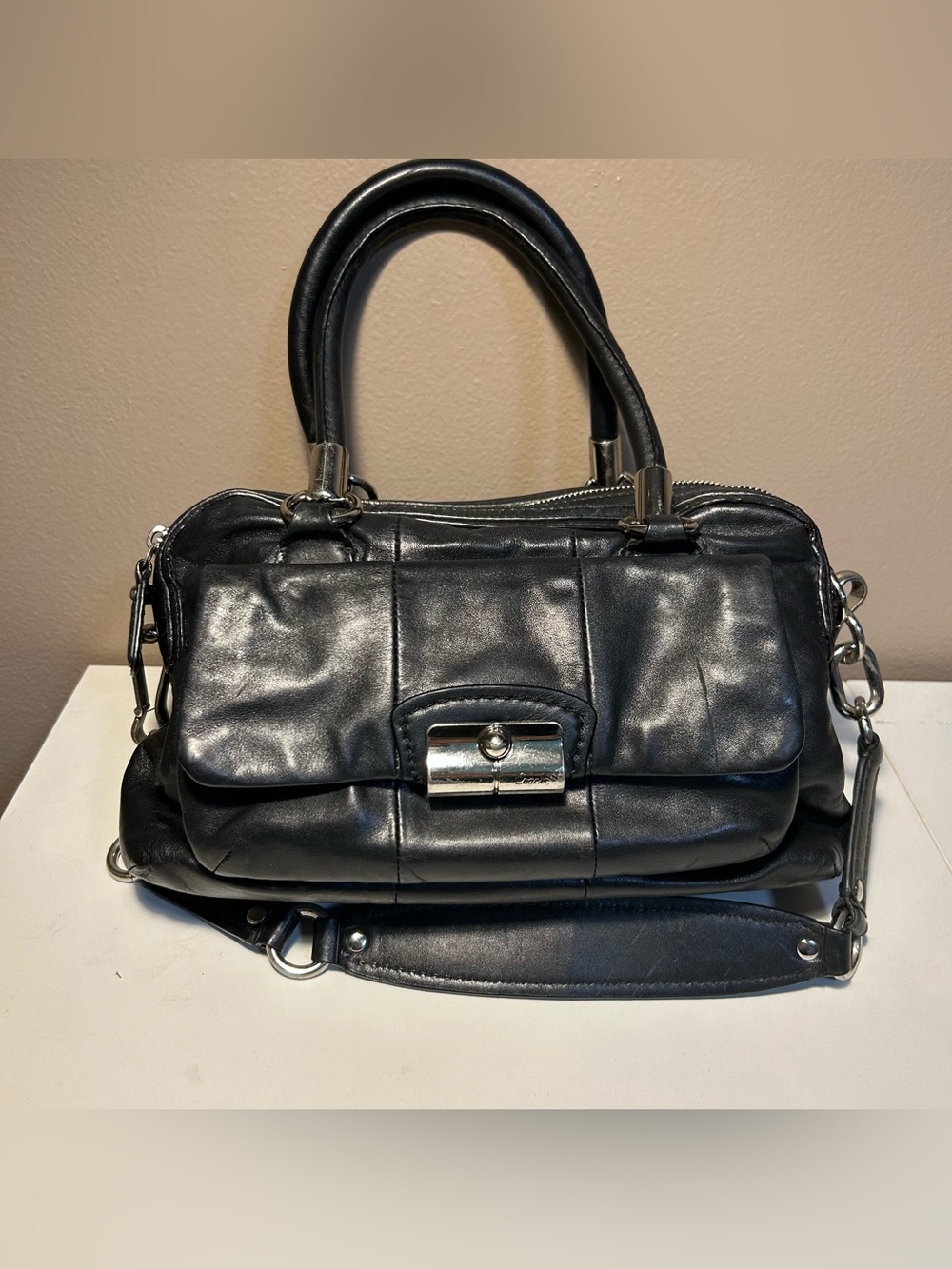 Coach Kristin Butter Soft Black Glove Tanned Leather Satchel 14782 Shoulder Bag